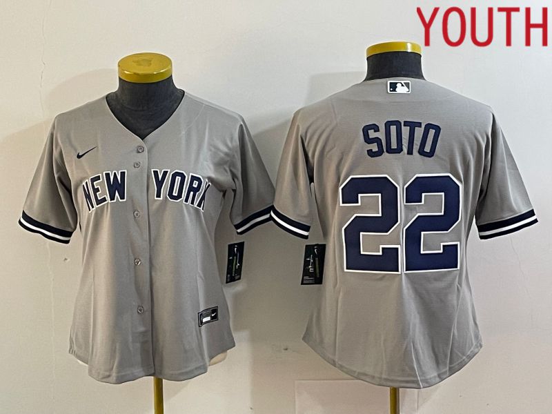 Youth New York Yankees 22 Soto Grey Game Nike 2023 MLB Jersey